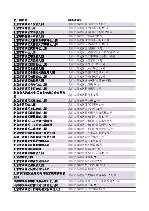 西城区幼儿园一览