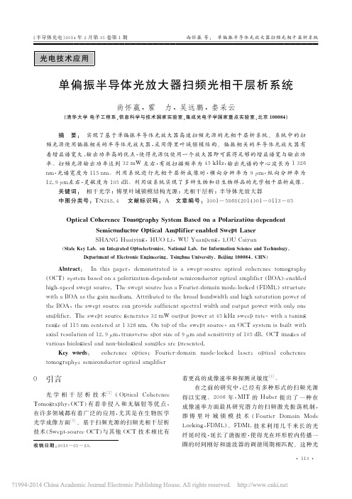 单偏振半导体光放大器扫频光相干层析系统_尚怀嬴,霍 力,吴远鹏