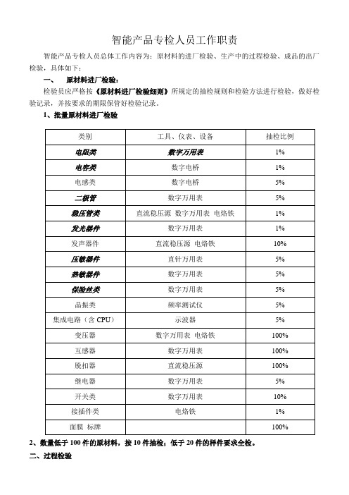 电子产品检验人员工作职责