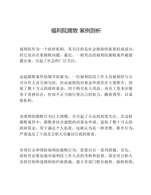 福利院腐败 案例剖析