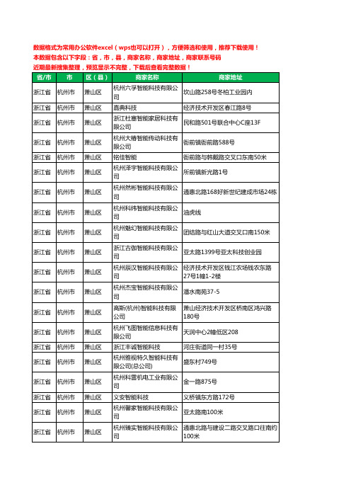 2020新版浙江省杭州市萧山区智能科技有限公司工商企业公司商家名录名单黄页联系电话号码地址大全61家