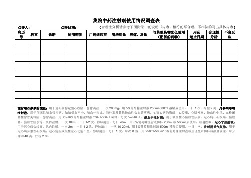 中药注射液病例点评表 (2)