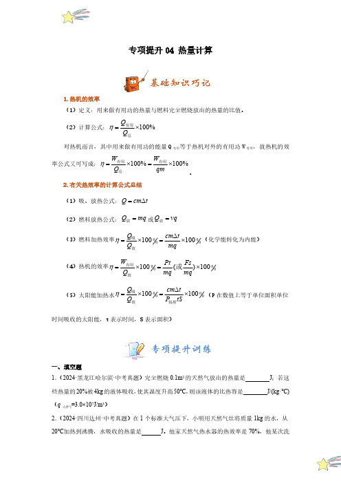 专项提升04 热机的效率计算(学生版) 24-2025学年九年级物理全册重难点专项提升训练(人教版)