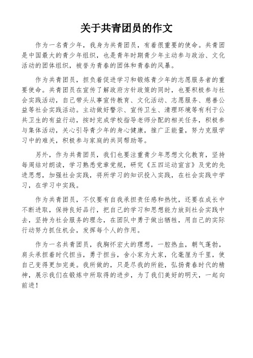 关于共青团员的作文