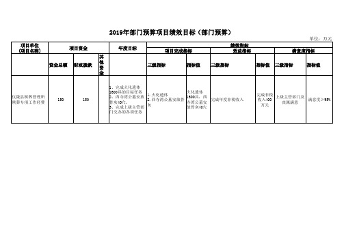 2019年部门预算项目绩效目标(部门预算)