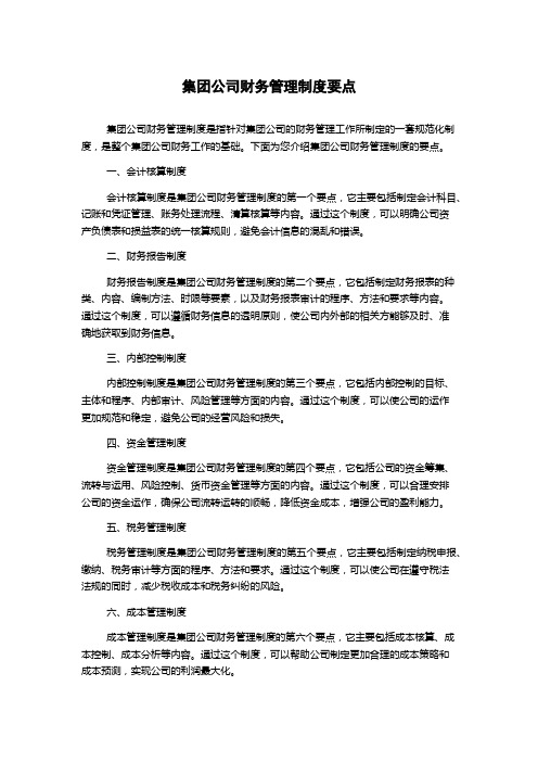 集团公司财务管理制度要点