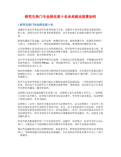 研究生热门专业排名前十名未来就业前景如何