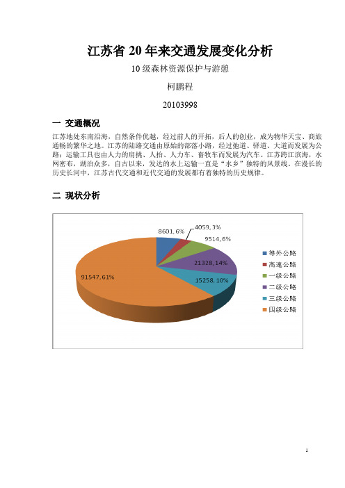 江苏省20年交通发展变化分析