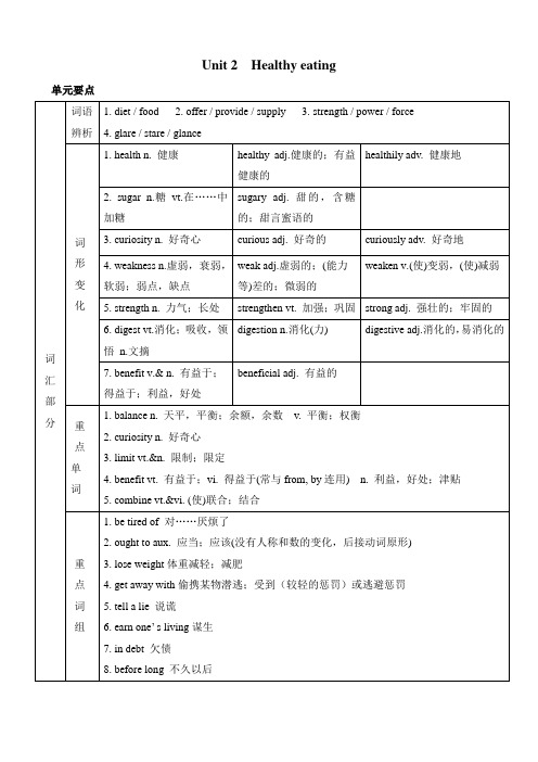 新课标人教版 高一英语必修三 Unit2 学案(教师版)