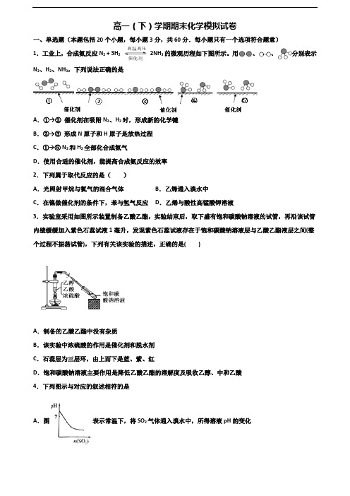 2019-2020学年嘉兴市名校新高考高一化学下学期期末复习检测试题