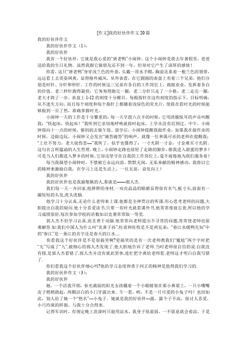 [作文]我的好伙伴作文20篇