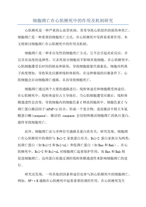 细胞凋亡在心肌梗死中的作用及机制研究