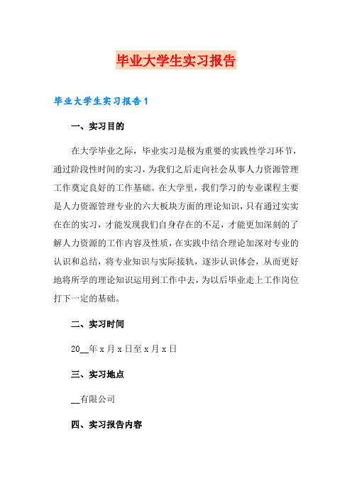 毕业大学生实习报告(word版)