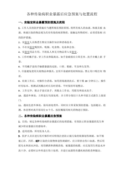 各种传染病职业暴露后应急预案与处置流程