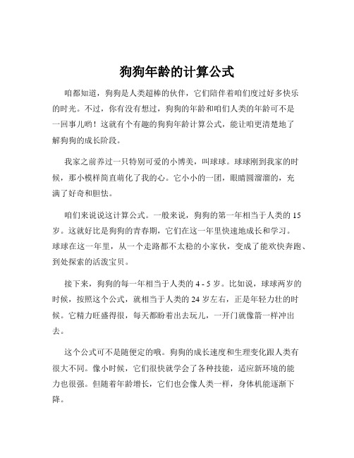 狗狗年龄的计算公式