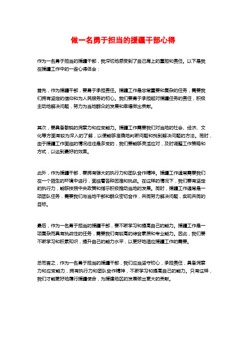 做一名勇于担当的援疆干部心得