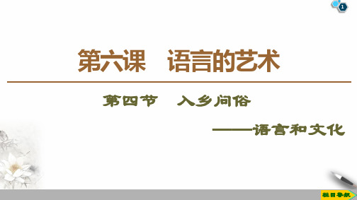 19-20第6课第4节入乡问俗——语言和文化PPT课件人教版