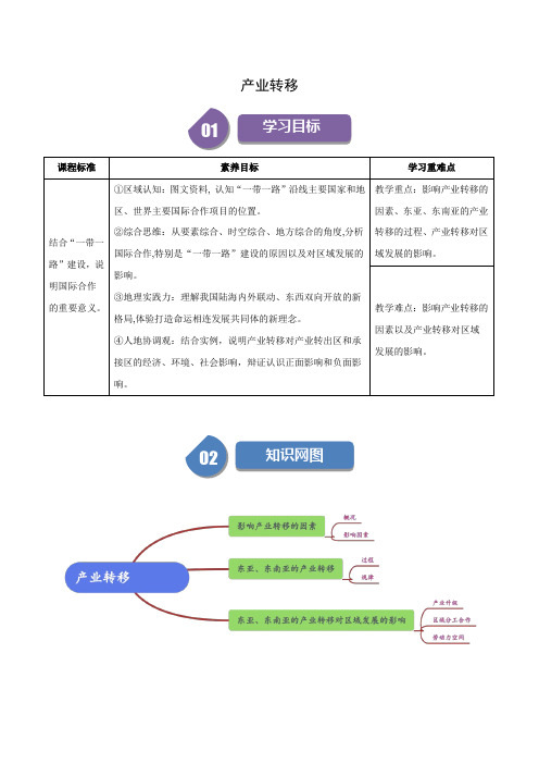 高中地理人教版同步讲义：产业转移(解析版)