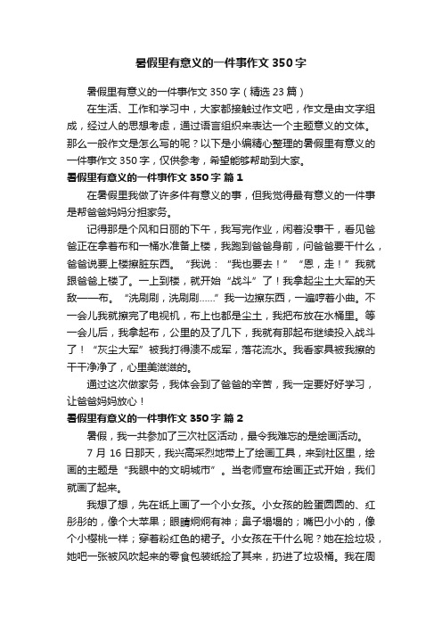 暑假里有意义的一件事作文350字（精选23篇）