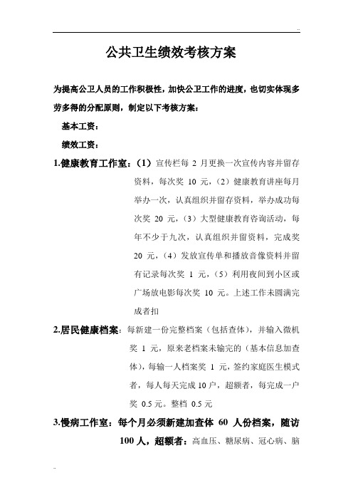 公共卫生工作考核方案