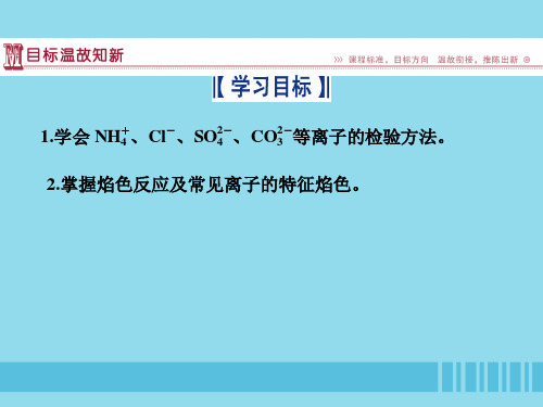 高中化学专题一化学家眼中的物质世界第二单元研究物质的实验方法第2课时常见物质的检验课件苏教版必修1