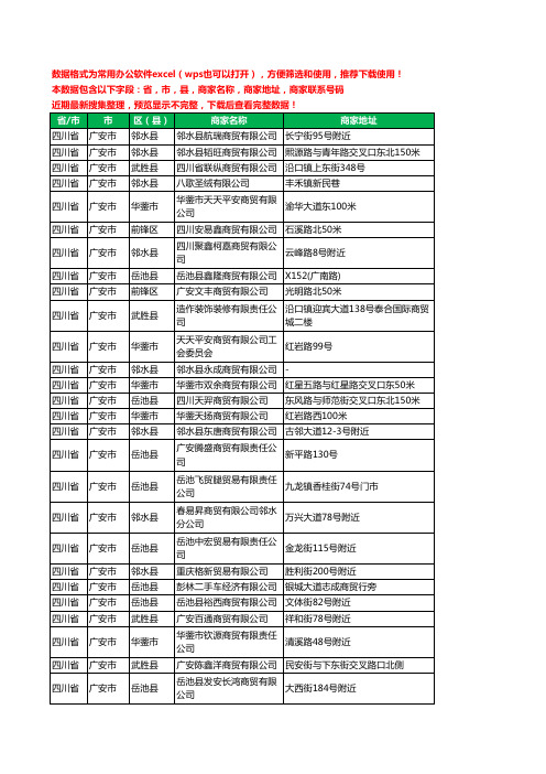 2020新版四川省广安市商贸有限公司工商企业公司商家名录名单黄页联系电话号码地址大全142家