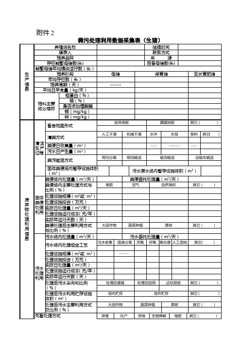 粪污处理利用数据采集表