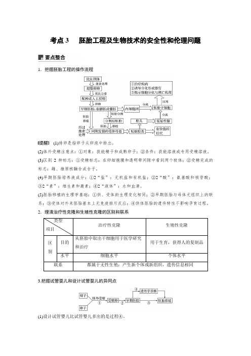 高三生物第二轮复习 胚胎工程及生物技术的安全性和伦理问题