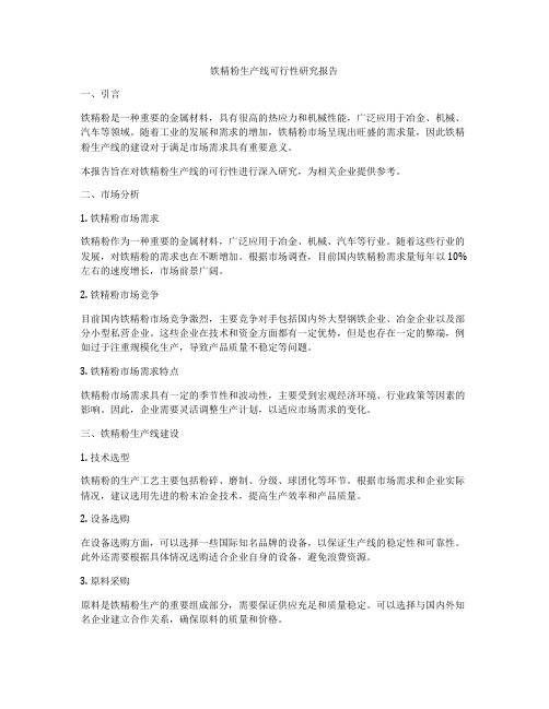 铁精粉生产线可行性研究报告