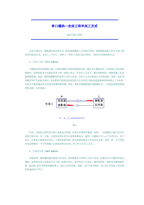 串口通讯—全双工和半双工方式