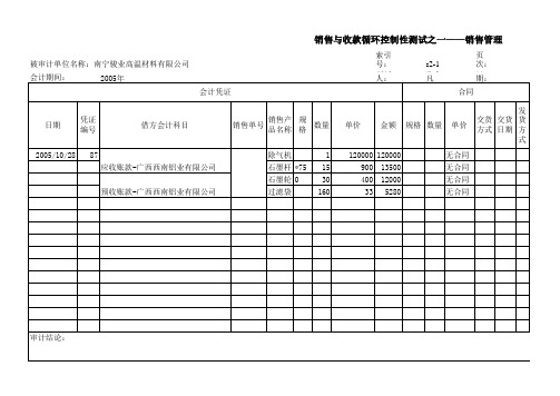 销售与收款循环审计工作底稿