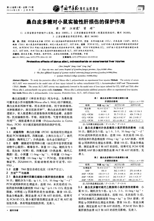 桑白皮多糖对小鼠实验性肝损伤的保护作用