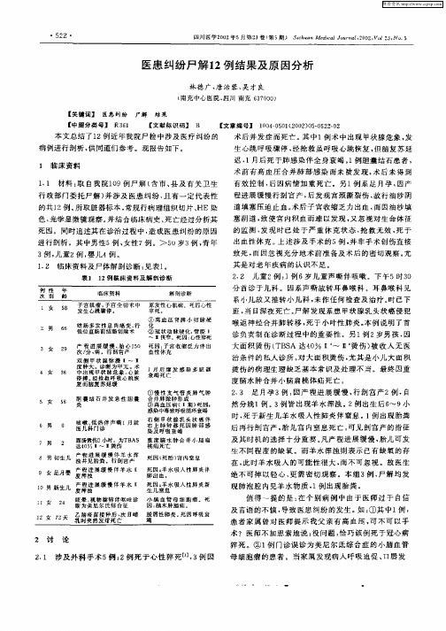 医患纠纷尸解12例结果及原因分析