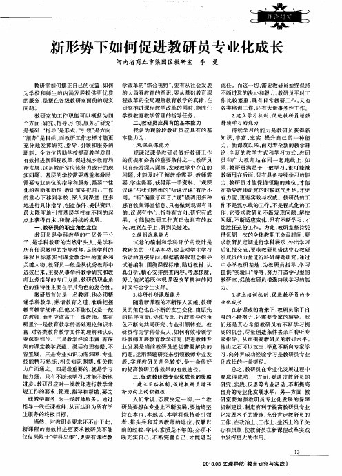 新形势下如何促进教研员专业化成长