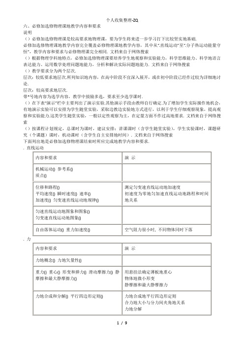 高中物理教学大纲(打印版)