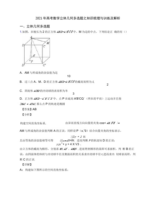 2021年高考数学立体几何多选题之知识梳理与训练及解析