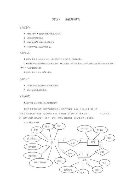 实验2数据库和表