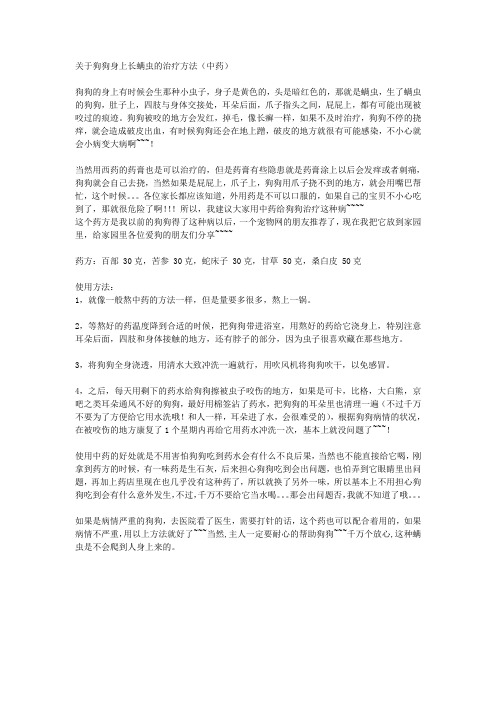 关于狗狗身上长螨虫的治疗方法