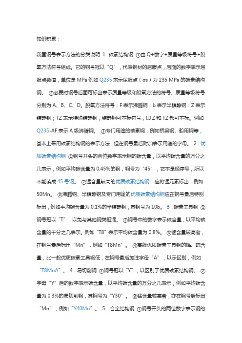 知识积累 碳钢表示方法一