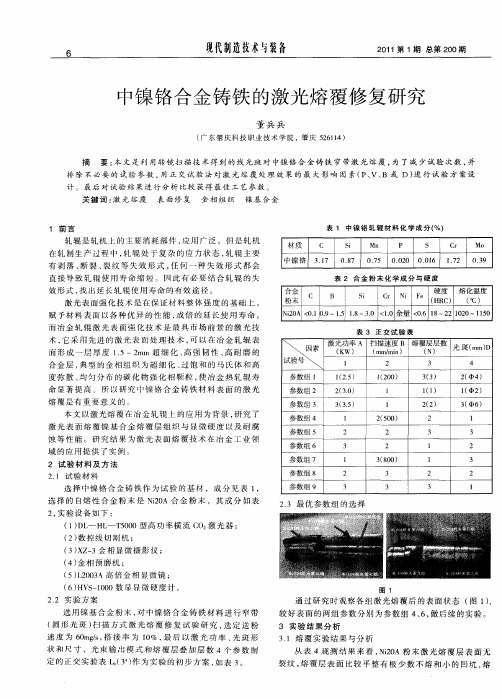 中镍铬合金铸铁的激光熔覆修复研究