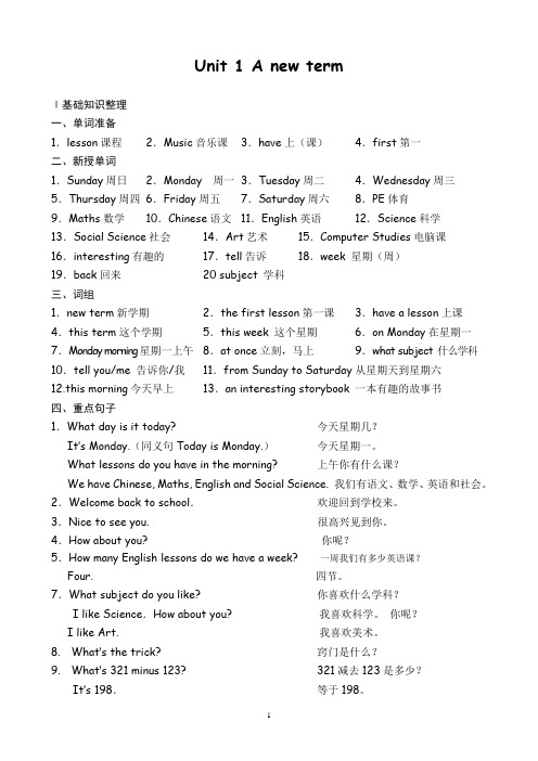 5B单元知识要点(背诵)