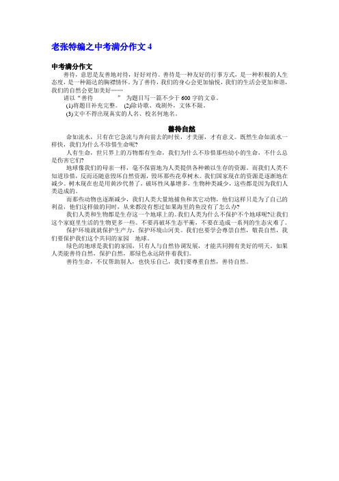 老张特编之中考满分作文4