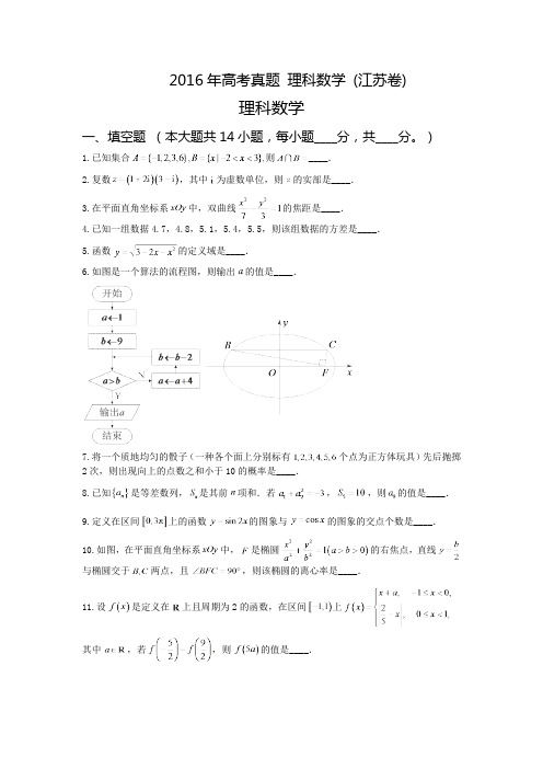 2016江苏数学高考真题