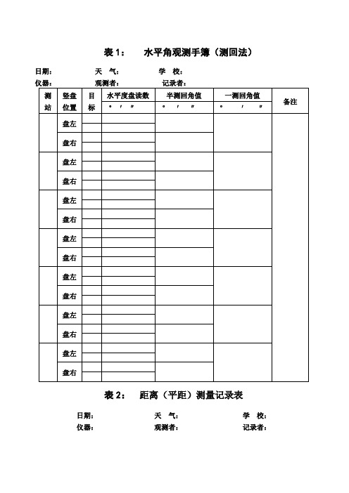 导线测量记录及计算表格