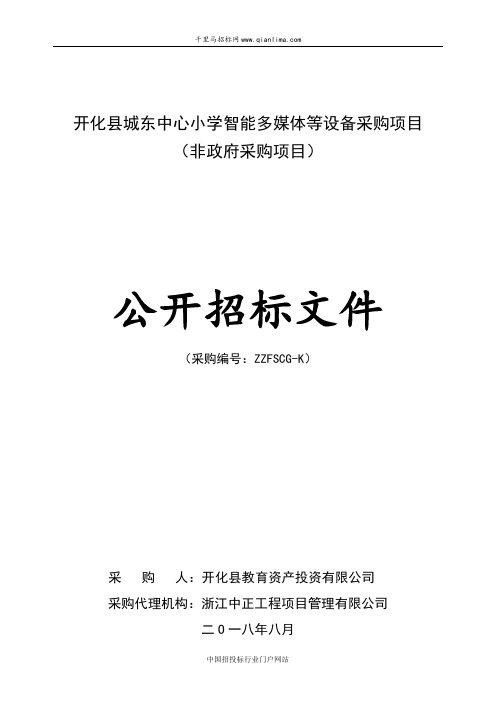 中心小学智能多媒体等设备采购项目(非政府采购项目)公开招投标书范本