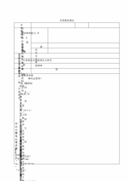 六年级数学下册7.4有理数乘除法有理数乘法教案3新人教版五四制