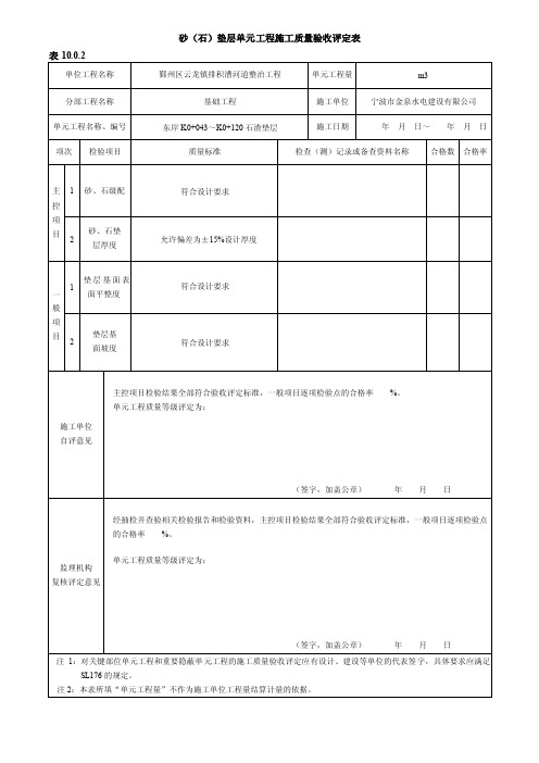 挡墙碎石垫层评定表2