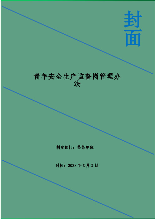 青年安全生产监督岗管理办法