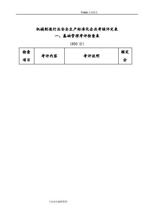 机械制造行业安全生产标准化企业考核评定表[doc42页]