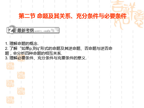 高考数学第一轮学案和测评复习课件 第二节 命题及其关系、充分条件与必要条件